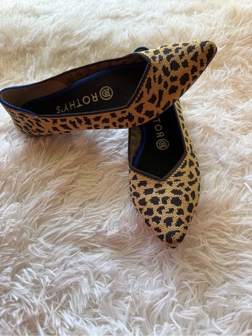 Rothy's Leopard-Print Pointed-Toe Flats in Tan and Black - Picture 2 of 5